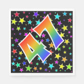 Farbenfrohe Sterne + Regenbogenmuster "47" Event # Serviette (Vorderseite)
