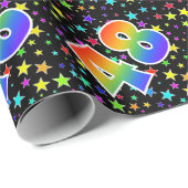 Farbenfrohe Sterne + Regenbogenmuster "48" Event # Geschenkpapier (Rolleneckpunkt)