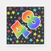 Farbenfrohe Sterne + Regenbogenmuster "48" Event # Serviette (Vorderseite)