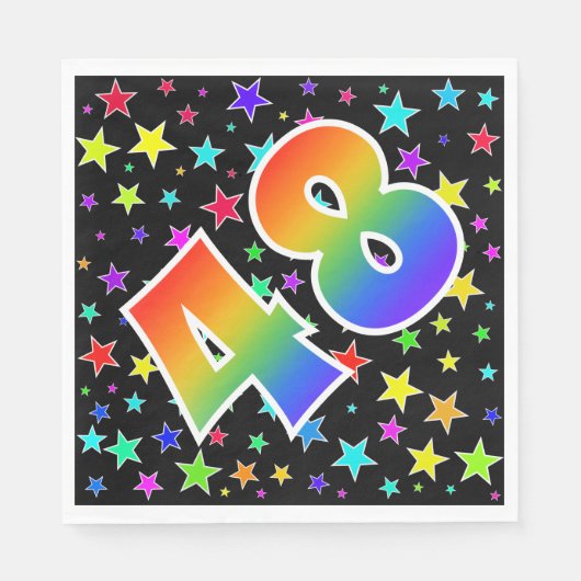Farbenfrohe Sterne + Regenbogenmuster "48" Event # Serviette (Vorderseite)