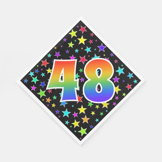 Farbenfrohe Sterne + Regenbogenmuster "48" Event # Serviette (Ecke)