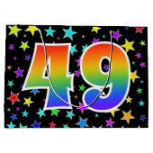 Farbenfrohe Sterne + Regenbogenmuster "49" Event # Große Geschenktüte (Rückseite)
