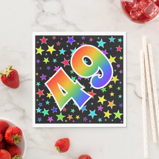 Farbenfrohe Sterne + Regenbogenmuster "49" Event # Serviette (Beispiel)