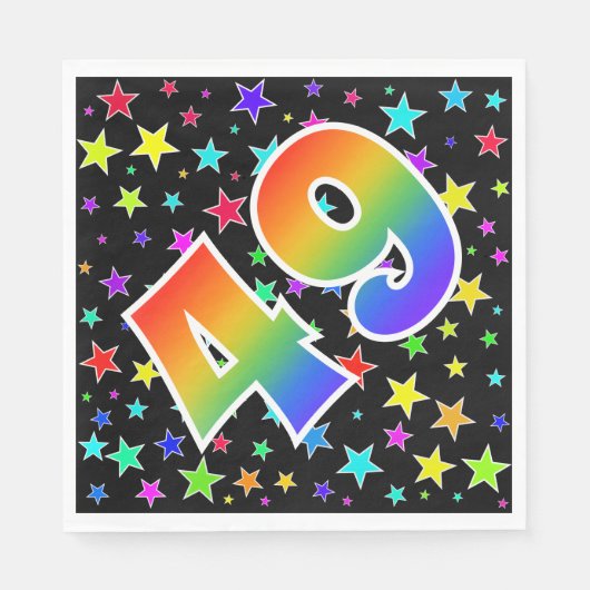 Farbenfrohe Sterne + Regenbogenmuster "49" Event # Serviette (Vorderseite)
