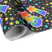 Farbenfrohe Sterne + Regenbogenmuster "51" Event # Geschenkpapier (Rolleneckpunkt)