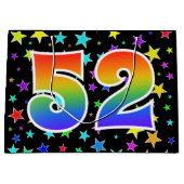 Farbenfrohe Sterne + Regenbogenmuster "52" Event # Große Geschenktüte (Vorderseite)