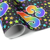 Farbenfrohe Sterne + Regenbogenmuster "53" Event # Geschenkpapier (Rolleneckpunkt)