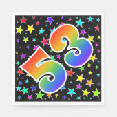 Farbenfrohe Sterne + Regenbogenmuster "53" Event # Serviette (Vorderseite)