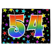 Farbenfrohe Sterne + Regenbogenmuster "54" Event # Große Geschenktüte (Rückseite)