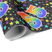 Farbenfrohe Sterne + Regenbogenmuster "55" Event # Geschenkpapier (Rolleneckpunkt)