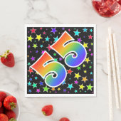 Farbenfrohe Sterne + Regenbogenmuster "55" Event # Serviette (Beispiel)