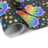 Farbenfrohe Sterne + Regenbogenmuster "56" Event # Geschenkpapier (Rolleneckpunkt)