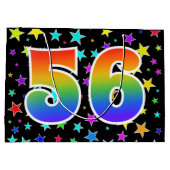 Farbenfrohe Sterne + Regenbogenmuster "56" Event # Große Geschenktüte (Rückseite)