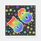 Farbenfrohe Sterne + Regenbogenmuster "56" Event # Serviette (Vorderseite)