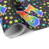 Farbenfrohe Sterne + Regenbogenmuster "57" Event # Geschenkpapier (Rolleneckpunkt)
