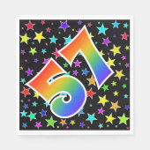 Farbenfrohe Sterne + Regenbogenmuster "57" Event # Serviette (Vorderseite)
