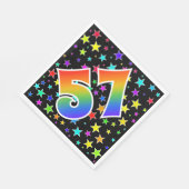 Farbenfrohe Sterne + Regenbogenmuster "57" Event # Serviette (Ecke)