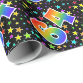 Farbenfrohe Sterne + Regenbogenmuster "64" Event # Geschenkpapier (Rolleneckpunkt)