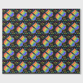 Farbenfrohe Sterne + Regenbogenmuster "65" Event # Geschenkpapier (Flach)