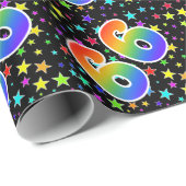 Farbenfrohe Sterne + Regenbogenmuster "66" Event # Geschenkpapier (Rolleneckpunkt)