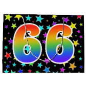 Farbenfrohe Sterne + Regenbogenmuster "66" Event # Große Geschenktüte (Rückseite)