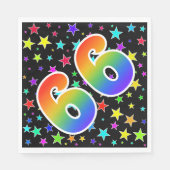 Farbenfrohe Sterne + Regenbogenmuster "66" Event # Serviette (Vorderseite)