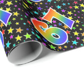 Farbenfrohe Sterne + Regenbogenmuster "67" Event # Geschenkpapier (Rolleneckpunkt)