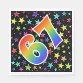 Farbenfrohe Sterne + Regenbogenmuster "67" Event # Serviette (Vorderseite)