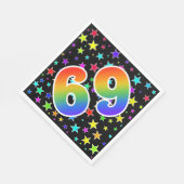 Farbenfrohe Sterne + Regenbogenmuster "69" Event # Serviette (Ecke)