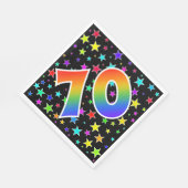Farbenfrohe Sterne + Regenbogenmuster "70" Event # Serviette (Ecke)