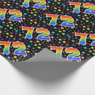 Farbenfrohe Sterne + Regenbogenmuster "72" Event # Geschenkpapier