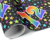 Farbenfrohe Sterne + Regenbogenmuster "72" Event # Geschenkpapier (Rolleneckpunkt)