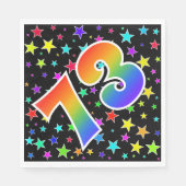 Farbenfrohe Sterne + Regenbogenmuster "73" Event # Serviette (Vorderseite)