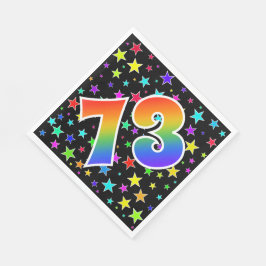 Farbenfrohe Sterne + Regenbogenmuster "73" Event # Serviette