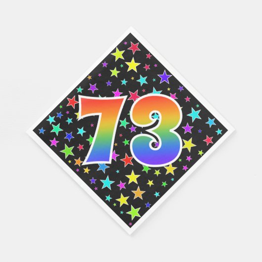 Farbenfrohe Sterne + Regenbogenmuster "73" Event # Serviette (Ecke)
