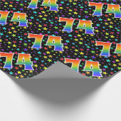 Farbenfrohe Sterne + Regenbogenmuster "74" Event # Geschenkpapier (Ecke)