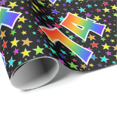 Farbenfrohe Sterne + Regenbogenmuster "74" Event # Geschenkpapier (Rolleneckpunkt)