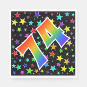 Farbenfrohe Sterne + Regenbogenmuster "74" Event # Serviette (Vorderseite)