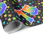 Farbenfrohe Sterne + Regenbogenmuster "75" Event # Geschenkpapier (Rolleneckpunkt)