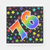 Farbenfrohe Sterne + Regenbogenmuster "76" Event # Serviette (Vorderseite)