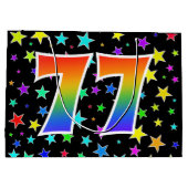 Farbenfrohe Sterne + Regenbogenmuster "77" Event # Große Geschenktüte (Rückseite)