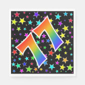 Farbenfrohe Sterne + Regenbogenmuster "77" Event # Serviette (Vorderseite)
