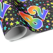 Farbenfrohe Sterne + Regenbogenmuster "82" Event # Geschenkpapier (Rolleneckpunkt)