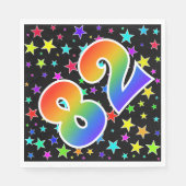 Farbenfrohe Sterne + Regenbogenmuster "82" Event # Serviette (Vorderseite)