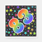 Farbenfrohe Sterne + Regenbogenmuster "83" Event # Serviette (Vorderseite)
