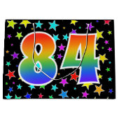 Farbenfrohe Sterne + Regenbogenmuster "84" Event # Große Geschenktüte (Vorderseite)