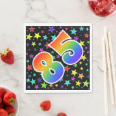Farbenfrohe Sterne + Regenbogenmuster "85" Event # Serviette (Beispiel)
