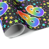 Farbenfrohe Sterne + Regenbogenmuster "86" Event # Geschenkpapier (Rolleneckpunkt)