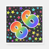 Farbenfrohe Sterne + Regenbogenmuster "86" Event # Serviette (Vorderseite)