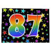 Farbenfrohe Sterne + Regenbogenmuster "87" Event # Große Geschenktüte (Rückseite)